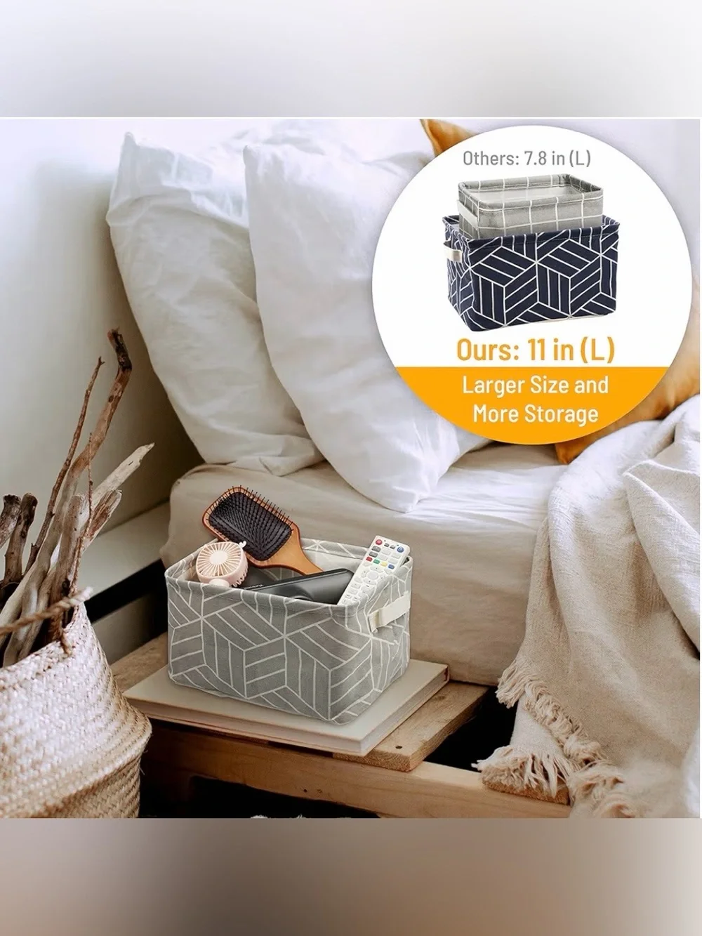 CROWNED 6-Pack Foldable Fabric Storage Bins – Gray/White
